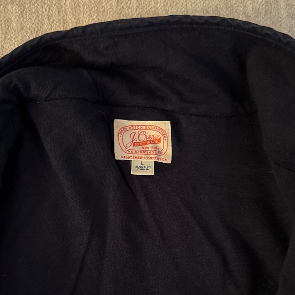 J. Crew Off White and Navy Fleece Full Zip Jacket, L - Picture 2 of 10
